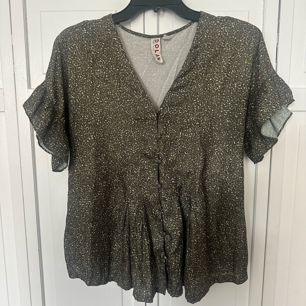 Dolan Women's Olive Green V Neck Top
